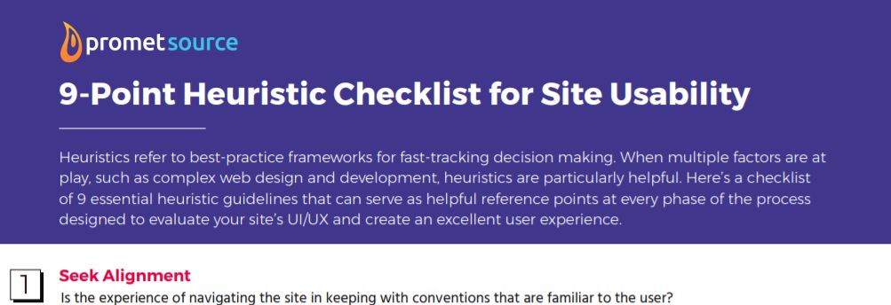 Heuristics checklist snippet