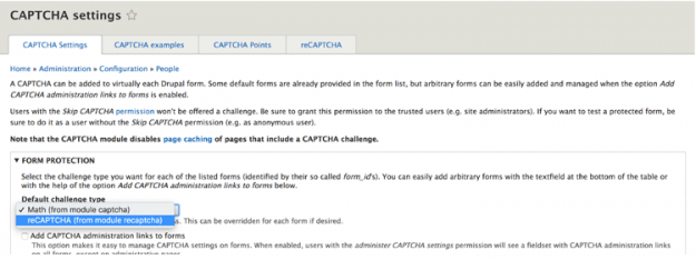 CAPTCHA settings