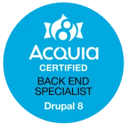 Acquia Back End Specialist (D8) badge