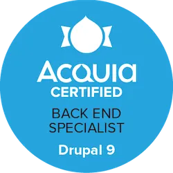 blue back end badge from Acquia