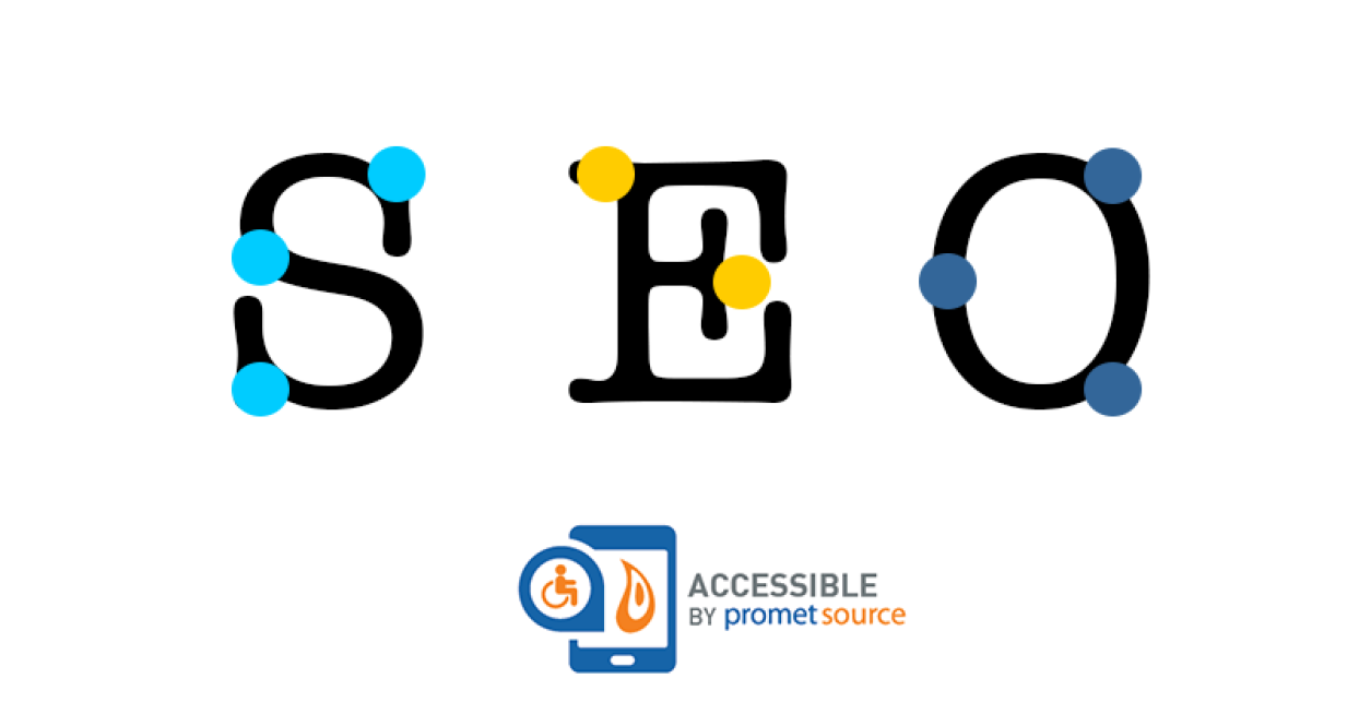 The letters SEO and their Braille equivalents to depict the connection between SEO and web accessibility