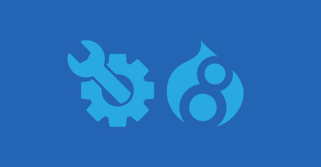 wrench and gear and drupal 8 logo