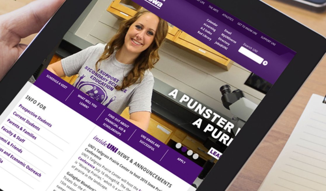 University of Northern Iowa website cover