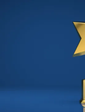 Star trophy against blue background