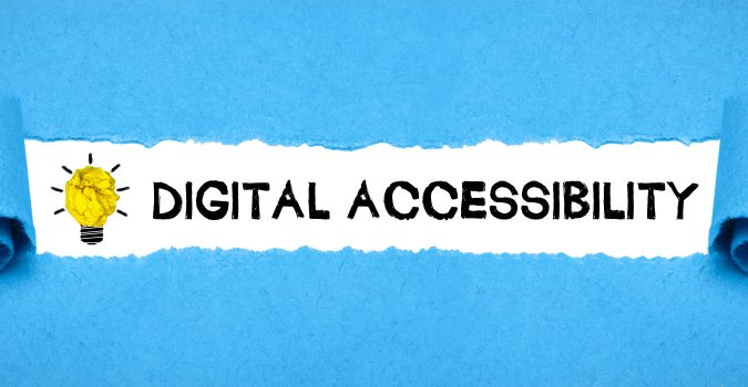 The words: “Digital Accessibility” under a sheet of paper that’s been peeled back.