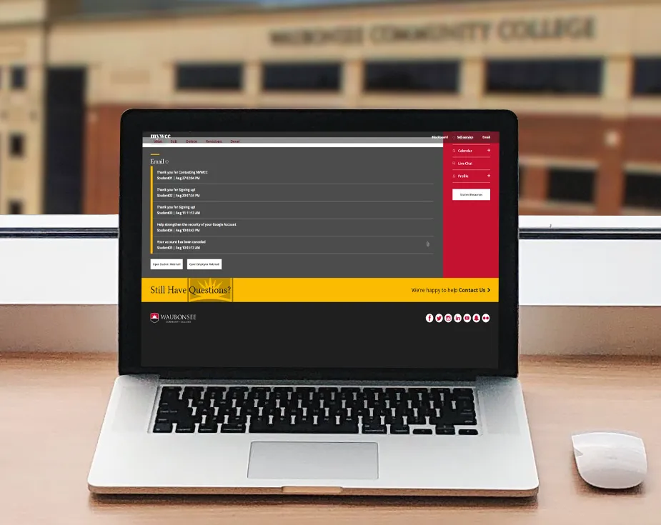 Waubonsee Community College mywcc screen shot