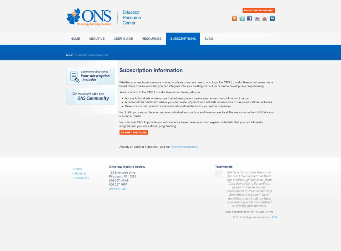 ONS ERC subscription