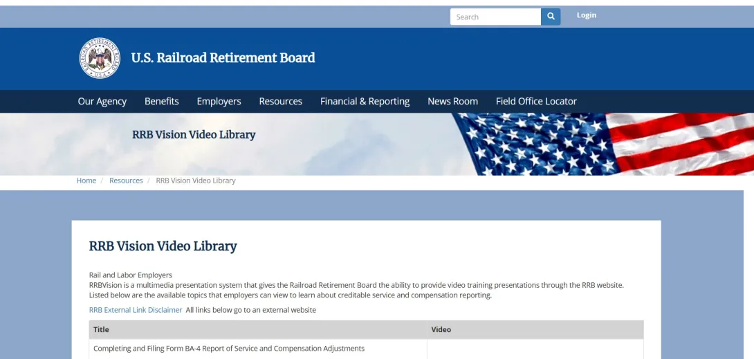 Railroad Retirement Board video page