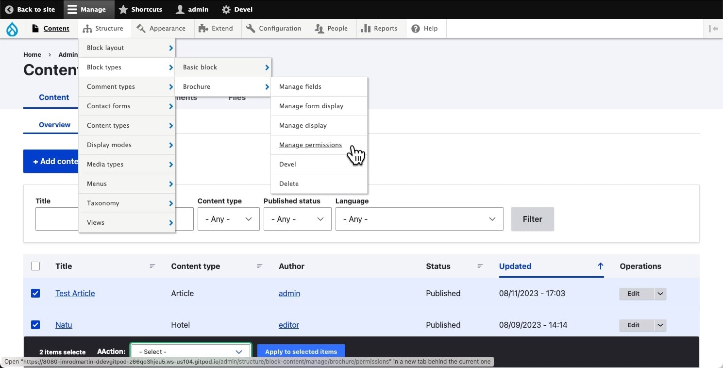 Block permissions