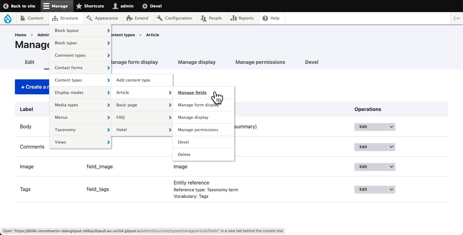 manage fields