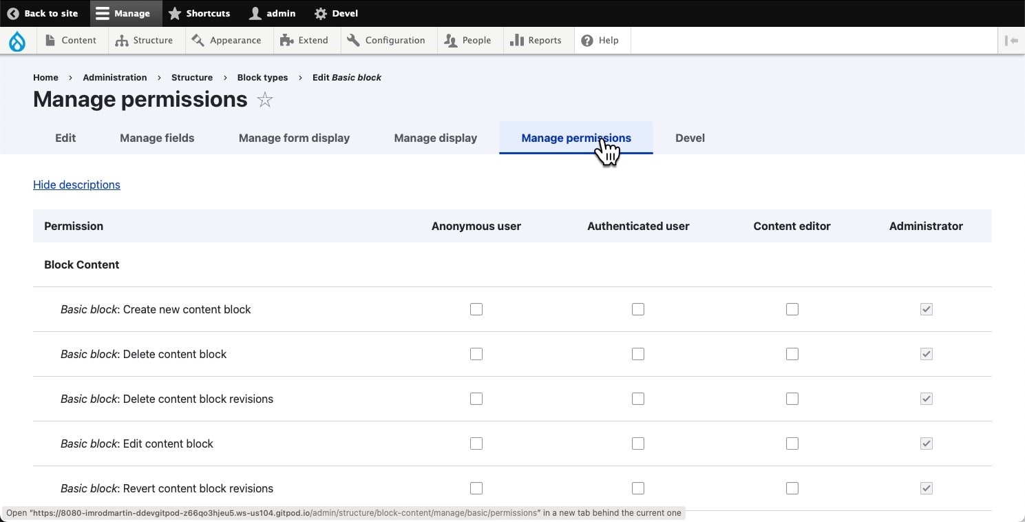 manage permissions