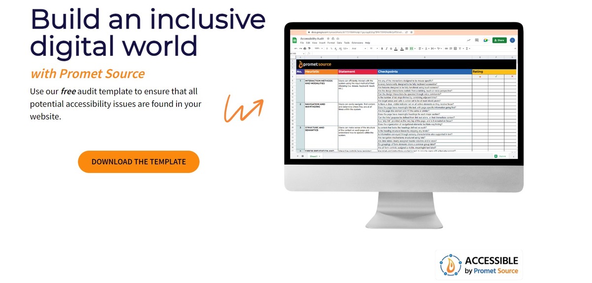 manual accessibility audit template landing page