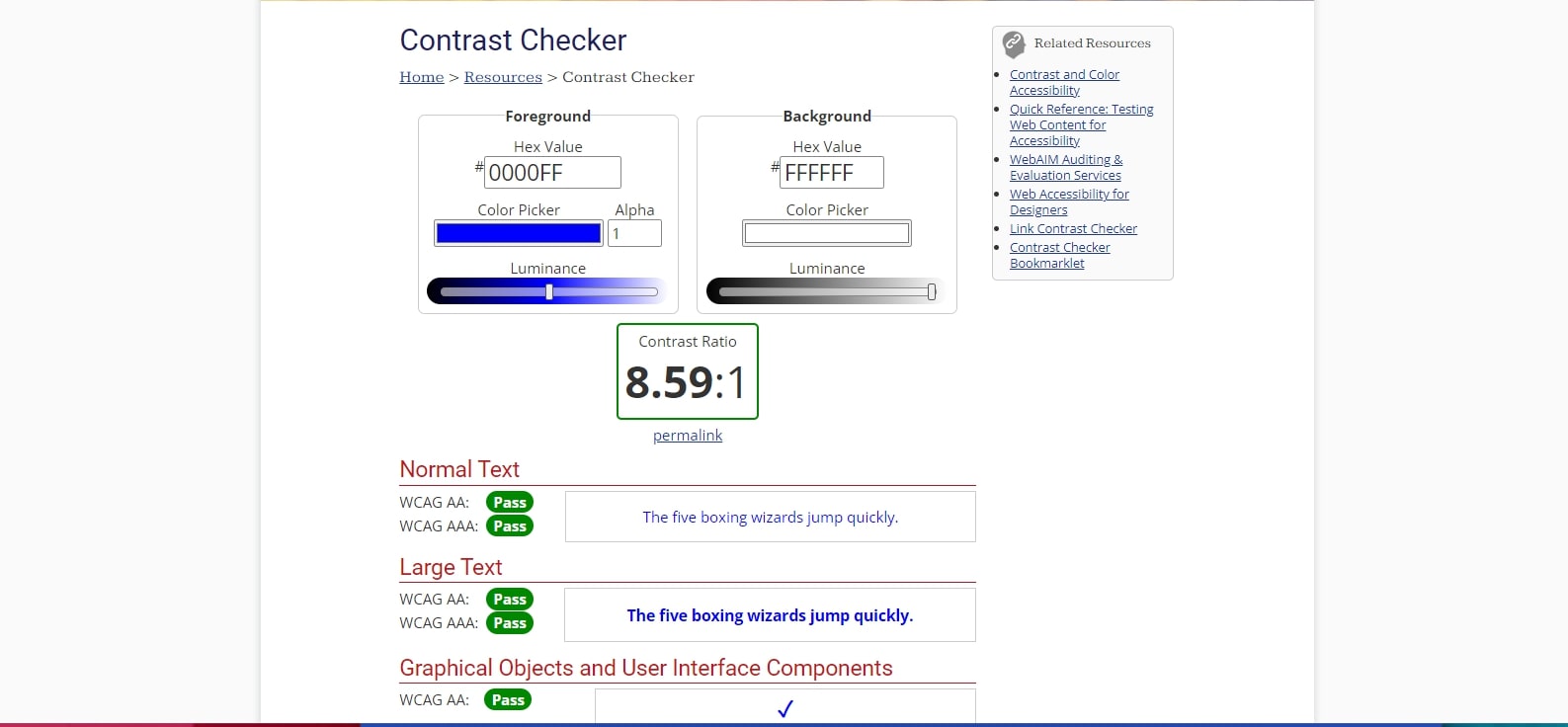 WebAIM contrast checker