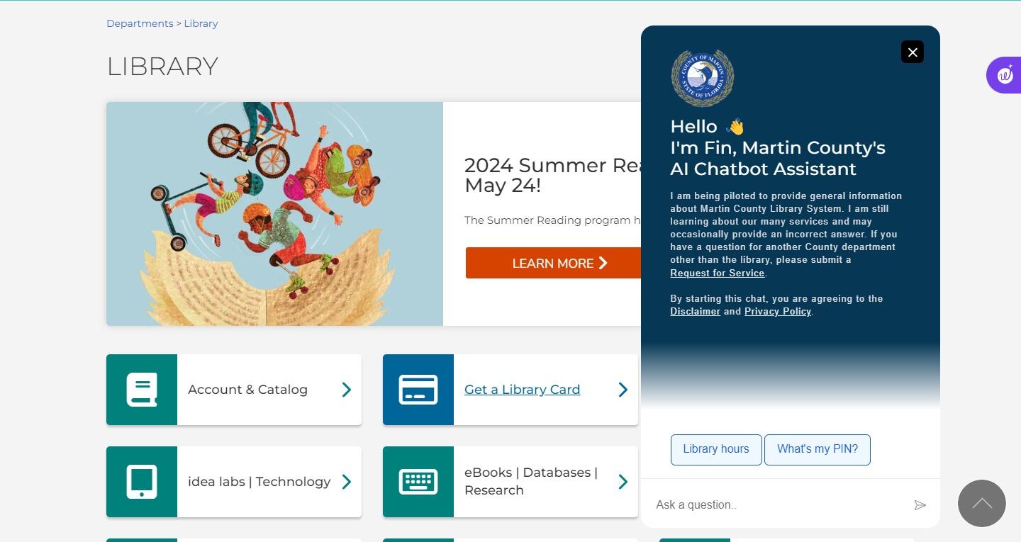 Martin County Library System AI Chatbot